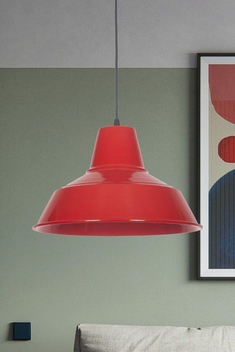 No33 Modern Design Red Color Metal Pendant Lamp Cafe - Kitchen Single Chandelier - Swordslife