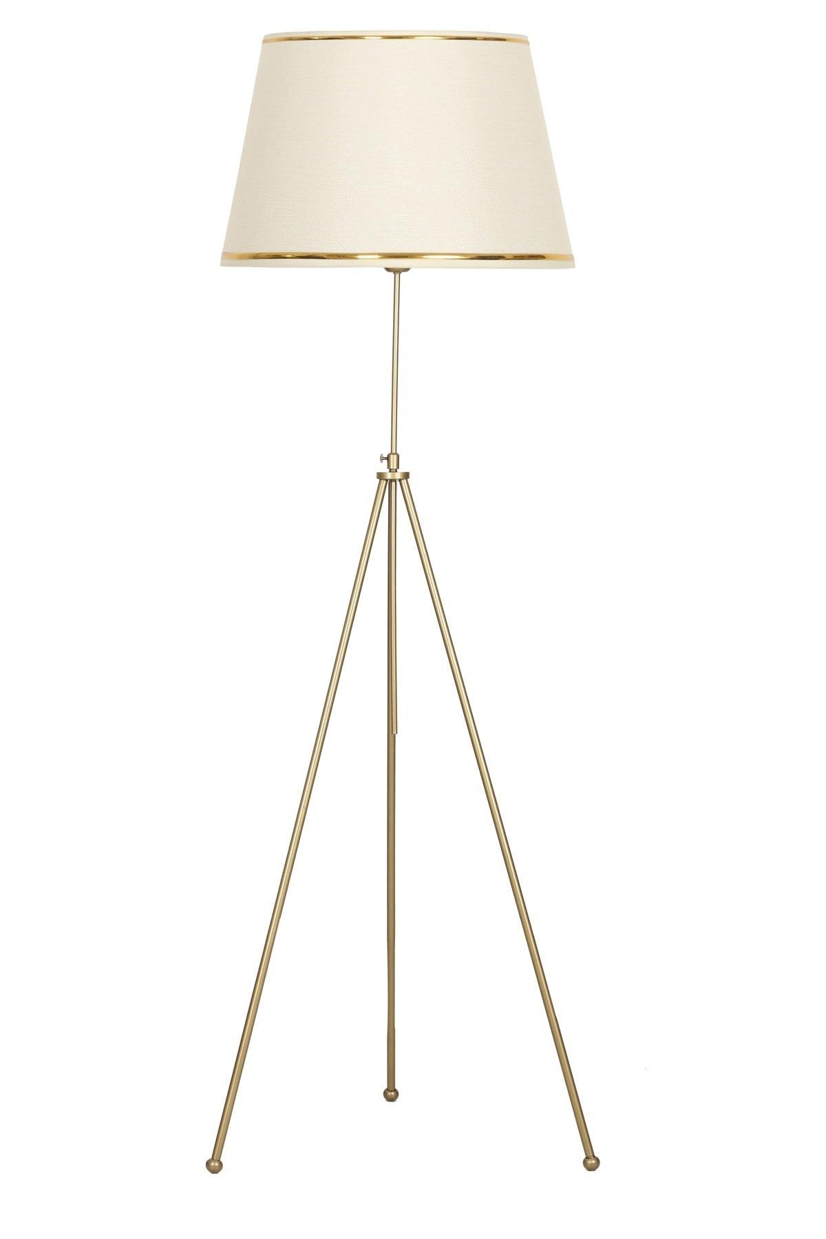 Noa Tumbled Tripod Height Adjustable Metal Floor Lamp - Cream with Gold Stripe - Swordslife