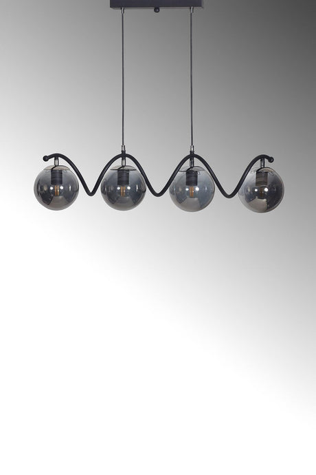 Nora 4 Lux Black-Chrome Metal Body Smoked Glass Design Luxury Chandelier - Swordslife