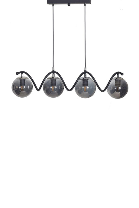 Nora 4 Lux Black-Chrome Metal Body Smoked Glass Design Luxury Chandelier - Swordslife