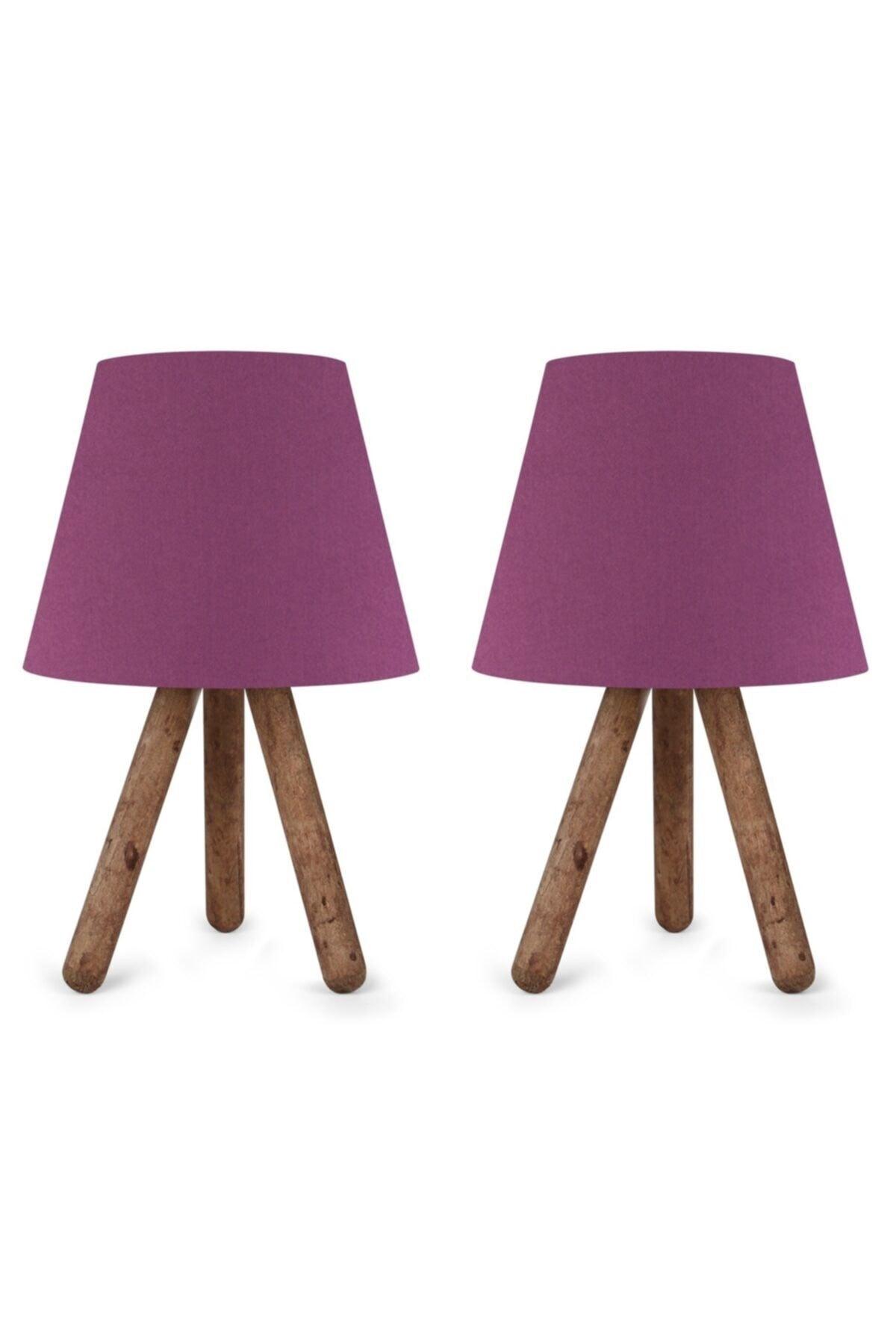 North Home Purple Wooden Leg Lampshade Fabric Headboard 2 Pieces - Swordslife