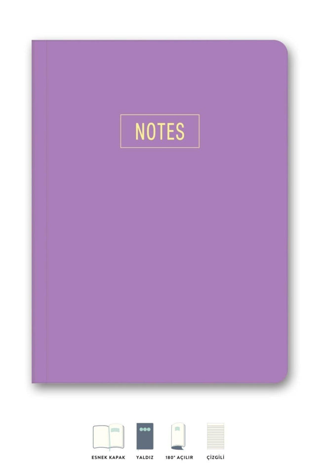 Notes Mini Notebook Lined Purple 14x20 Cm