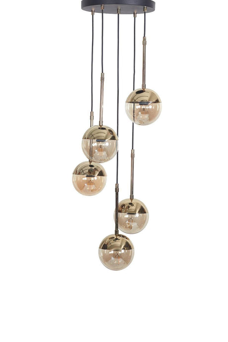 Nova 5 Li Gold-black Metal Body Honey Color Glass Design Luxury Suspended Chandelier - Swordslife