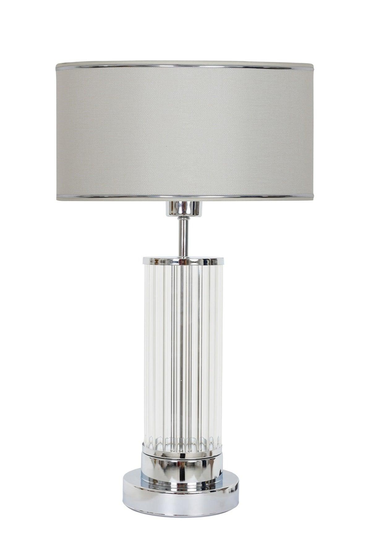 Nuuk Noa Chrome Plated Detailed Modern Glass Lampshade - White with Chrome Stripe - Swordslife