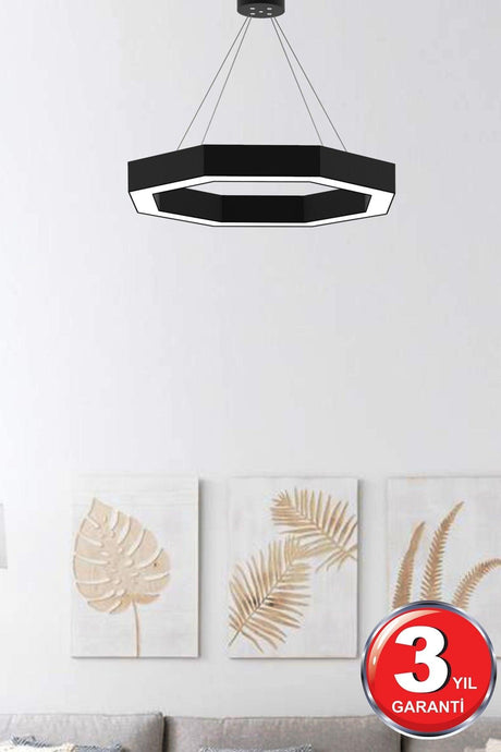 Octagon (Black Case, Yellow Light) Led Modern Led Chandelier - Swordslife