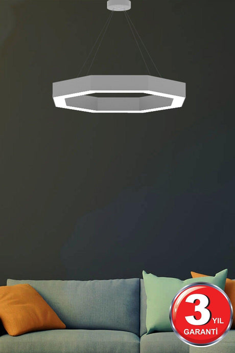 Octagon (Grey Case, Yellow Light) Led Modern Led Chandelier - Swordslife