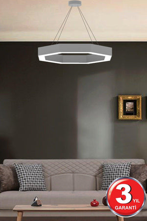 Octagon (Grey Case, Yellow Light) Led Modern Led Chandelier - Swordslife
