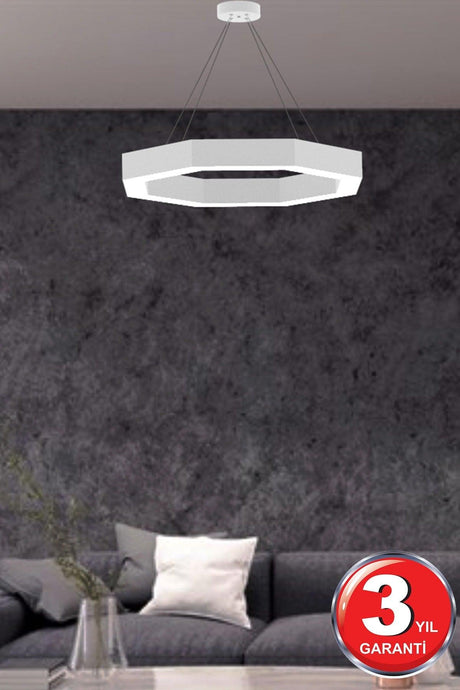 Octagon (White Case, Yellow Light) Led Modern Led Chandelier - Swordslife