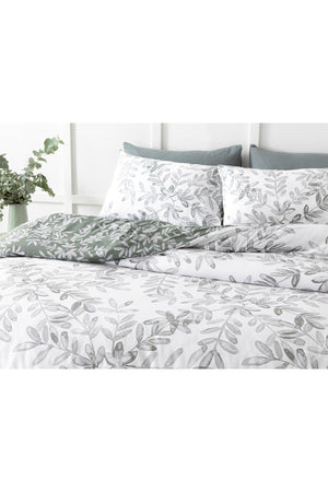 Olive Twig Crepe Single Duvet Cover Set 160x220 Cm Olive Green - Swordslife