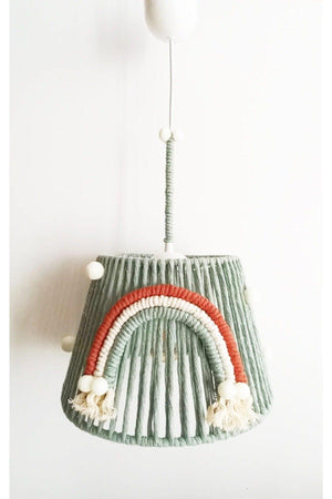 Light Khaki Macrame Rope Wrapped Rainbow Appliqué Baby And Kids Room Chandelier - Swordslife