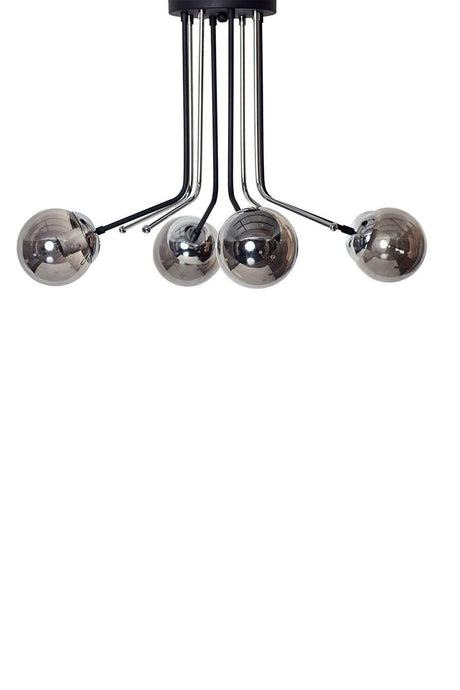 Optic 4 Lux Chrome Black Metal Body Smoked Glass Design Luxury Chandelier - Swordslife