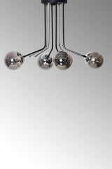 Optic 4 Lux Chrome Black Metal Body Smoked Glass Design Luxury Chandelier - Swordslife