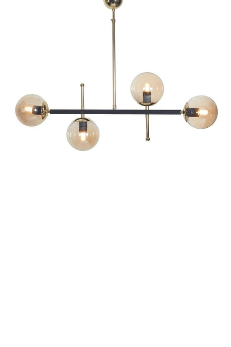 Optic 4 Pcs Gold-black Metal Body Honey Color Glass Design Luxury Suspension Chandelier - Swordslife