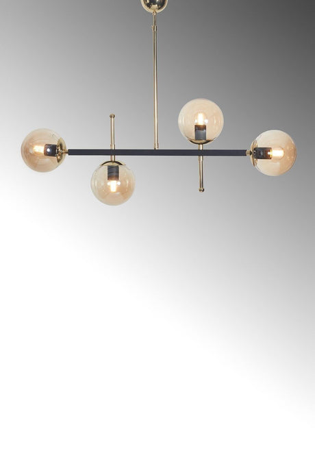 Optic 4 Pcs Gold-black Metal Body Honey Color Glass Design Luxury Suspension Chandelier - Swordslife