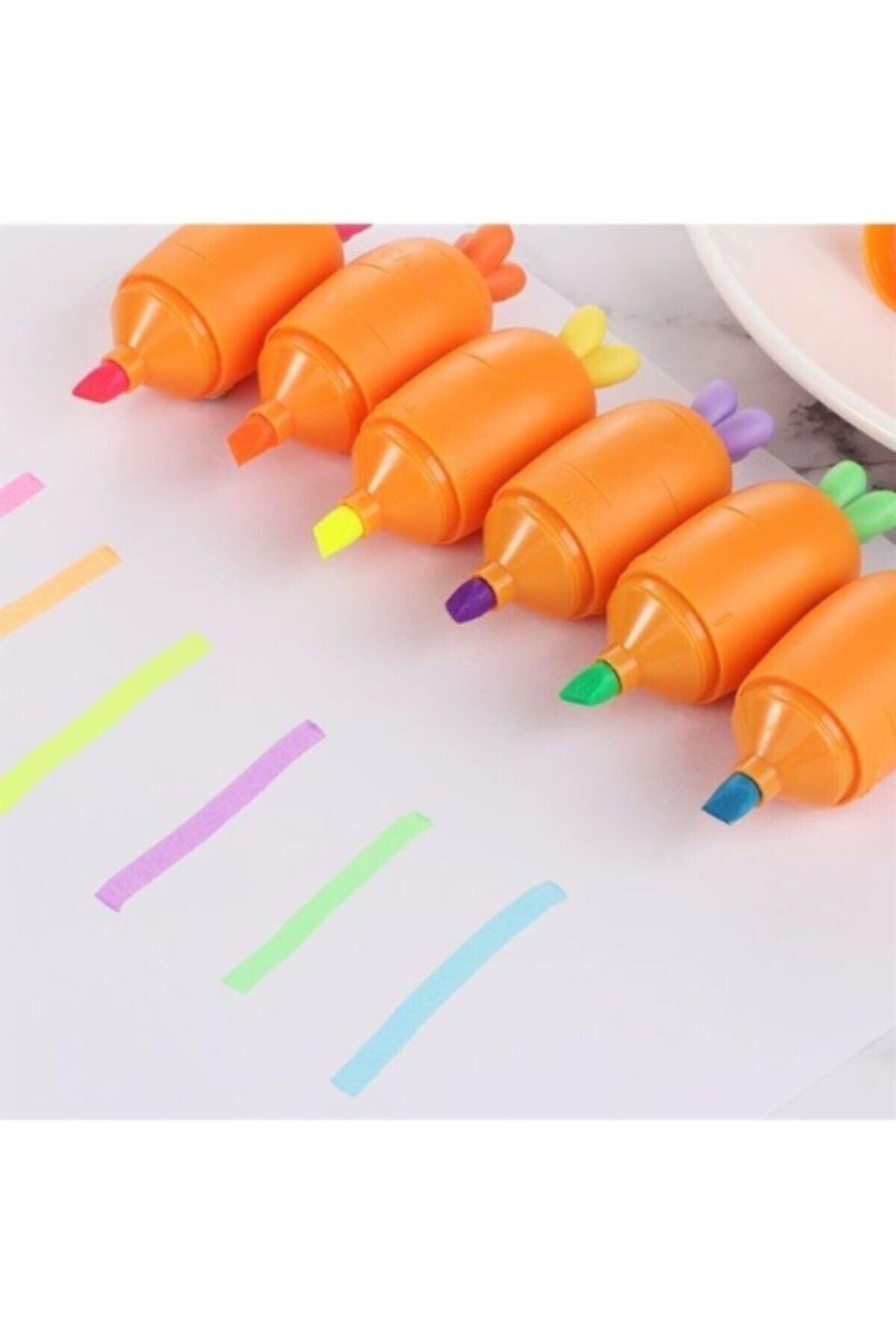 Orange Mini Carrot Set of 6 Highlighters