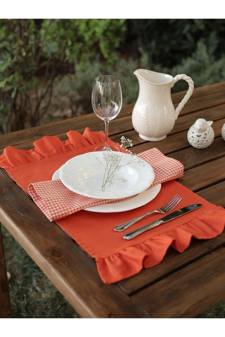 Orange Frilly Placemat (4 Pieces 35 X 60 Cm) - Swordslife