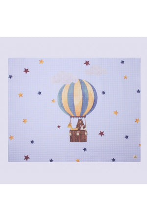 Organic Cotton Baby Toy Basket And Play Mat Set - Flying Balloon And Colorful Star Themed - Swordslife