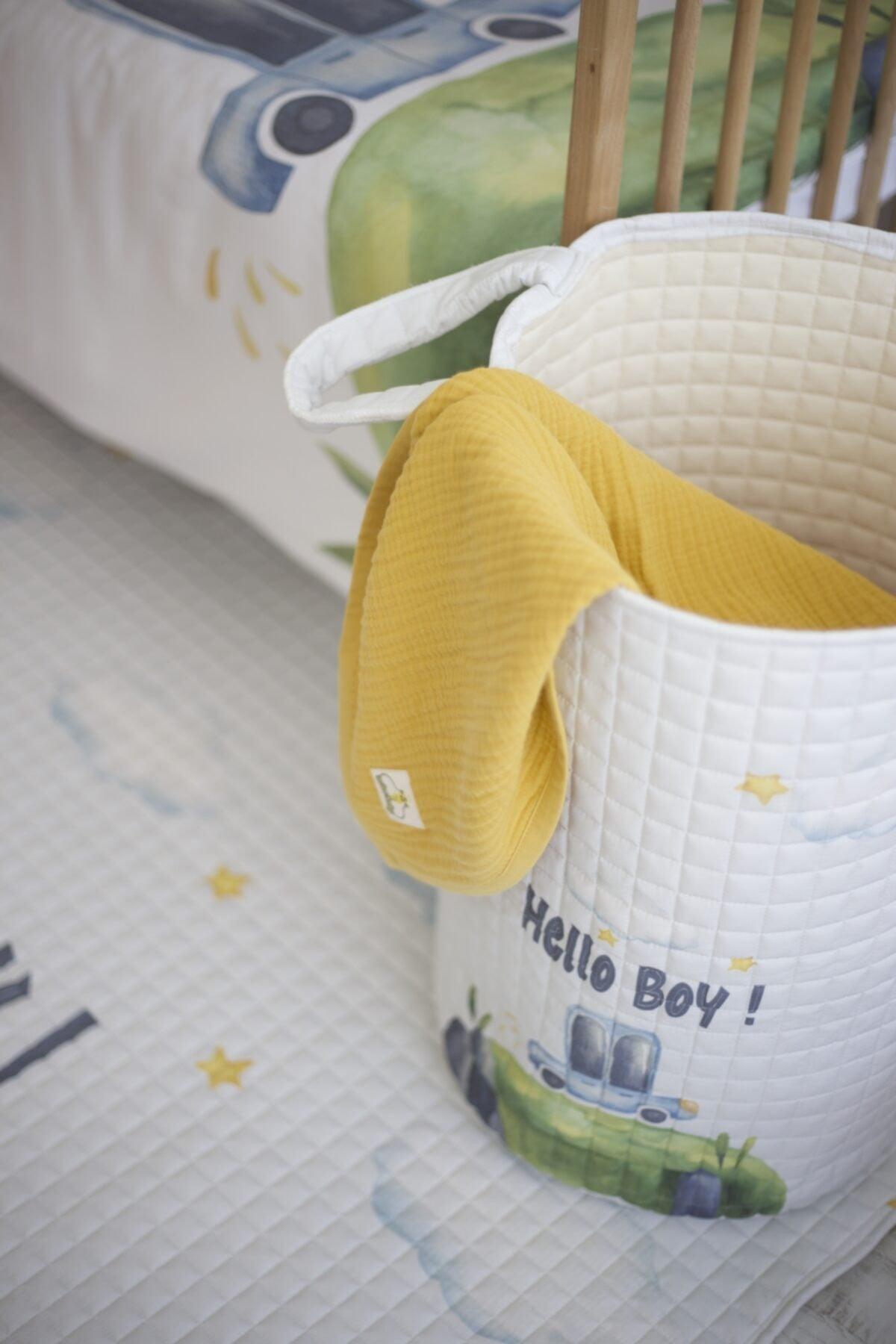 Organic Cotton Baby Toy And Laundry Basket - Car And Star Themed - Swordslife