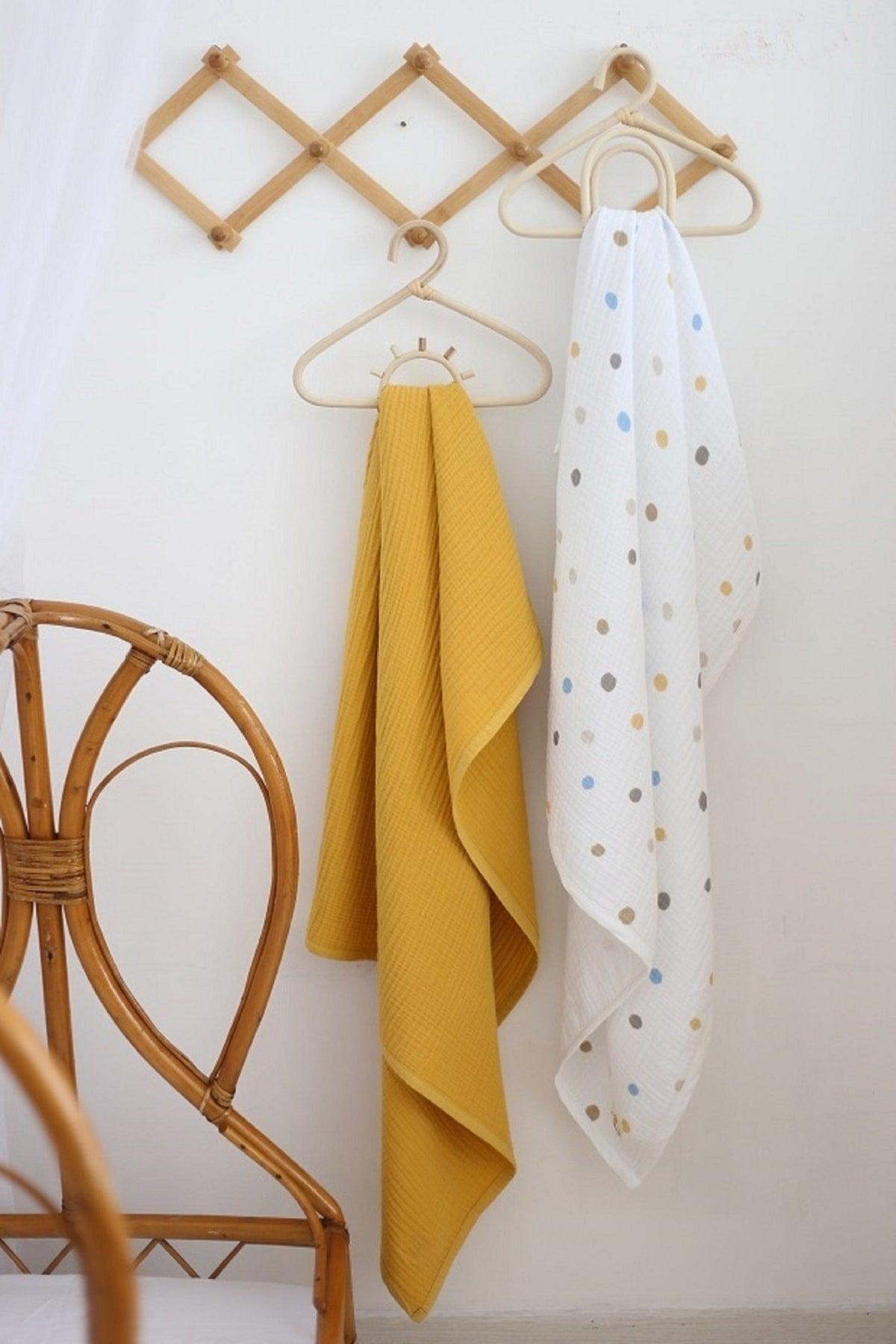 Organic Cotton 4-Ply Solid Color Muslin Baby Blanket - Mustard Color - Swordslife