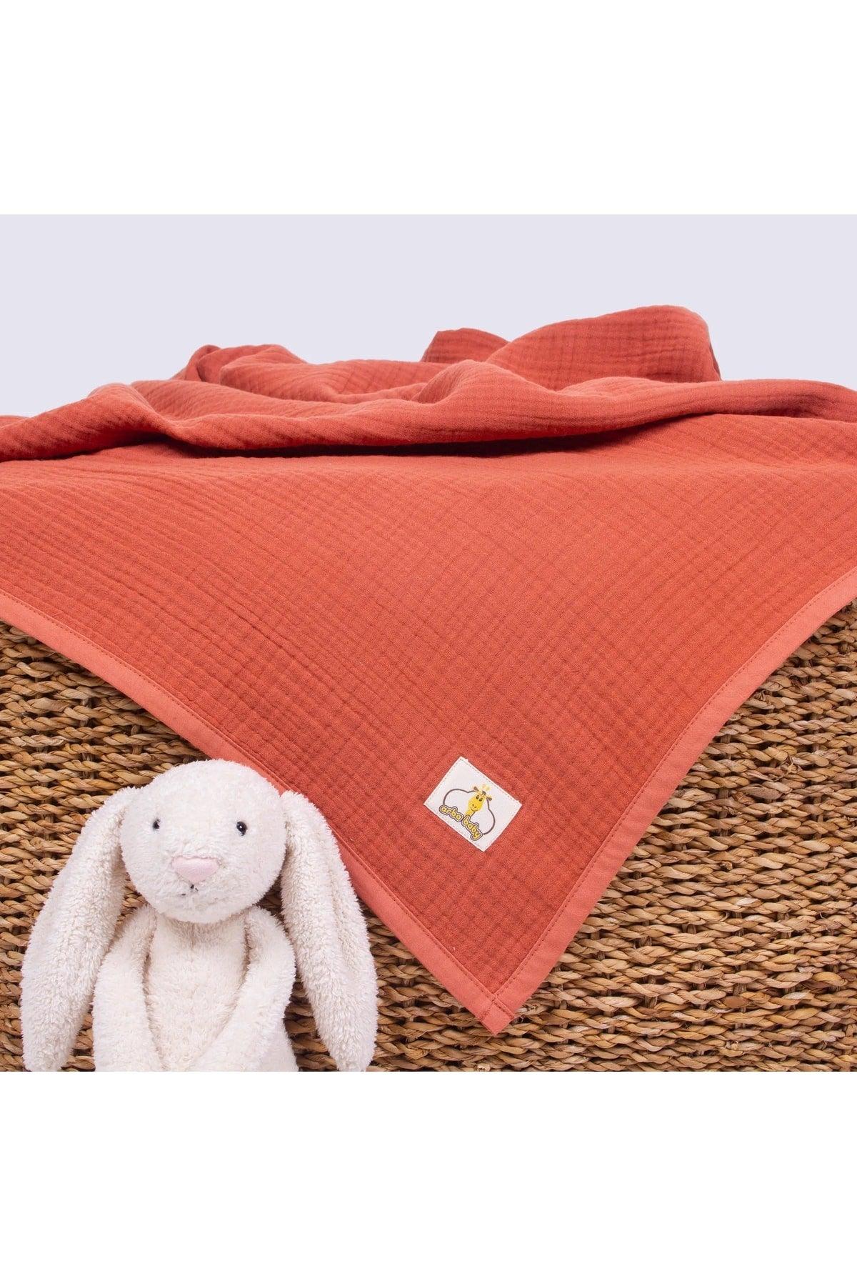 Organic Cotton 4-Ply Solid Color Muslin Baby Blanket - Tile Color - Swordslife