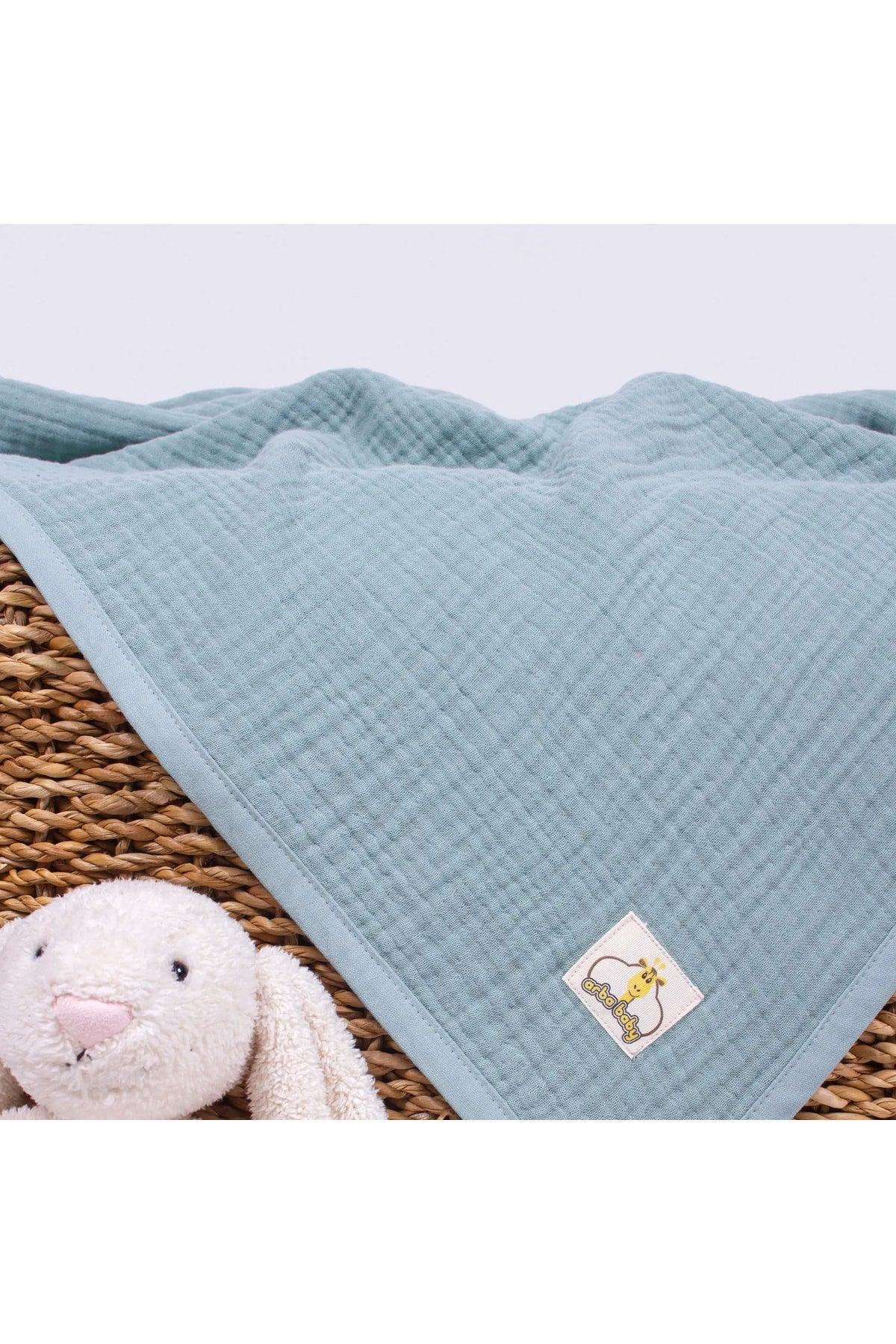 Organic Cotton 4-Ply Solid Color Muslin Baby Blanket - Water Green - Swordslife