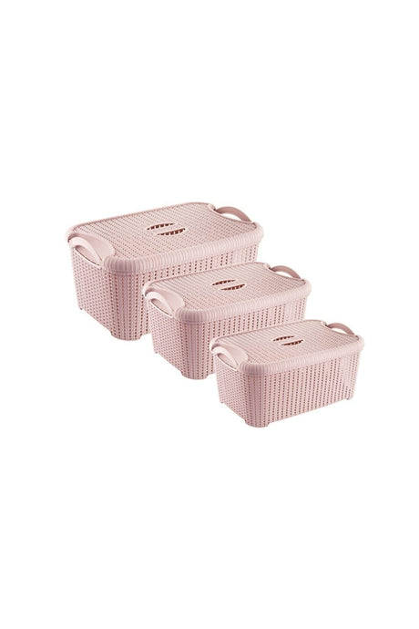 Knitted 3-Pack Box Set with Lid Bath Basket Set Eh-408 - Swordslife