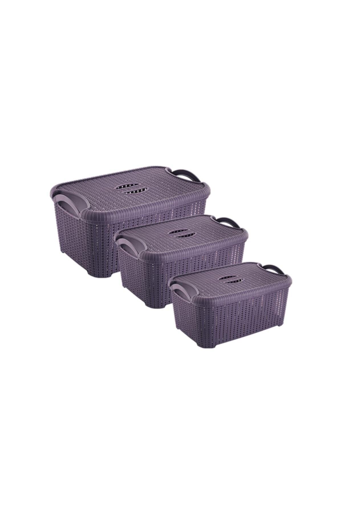 Knitted 3-Pack Box Set with Lid Bath Basket Set Eh-408 - Swordslife