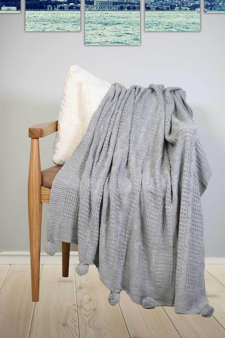 Knitted TV Blanket Throw Silver 130x170 cm - Swordslife