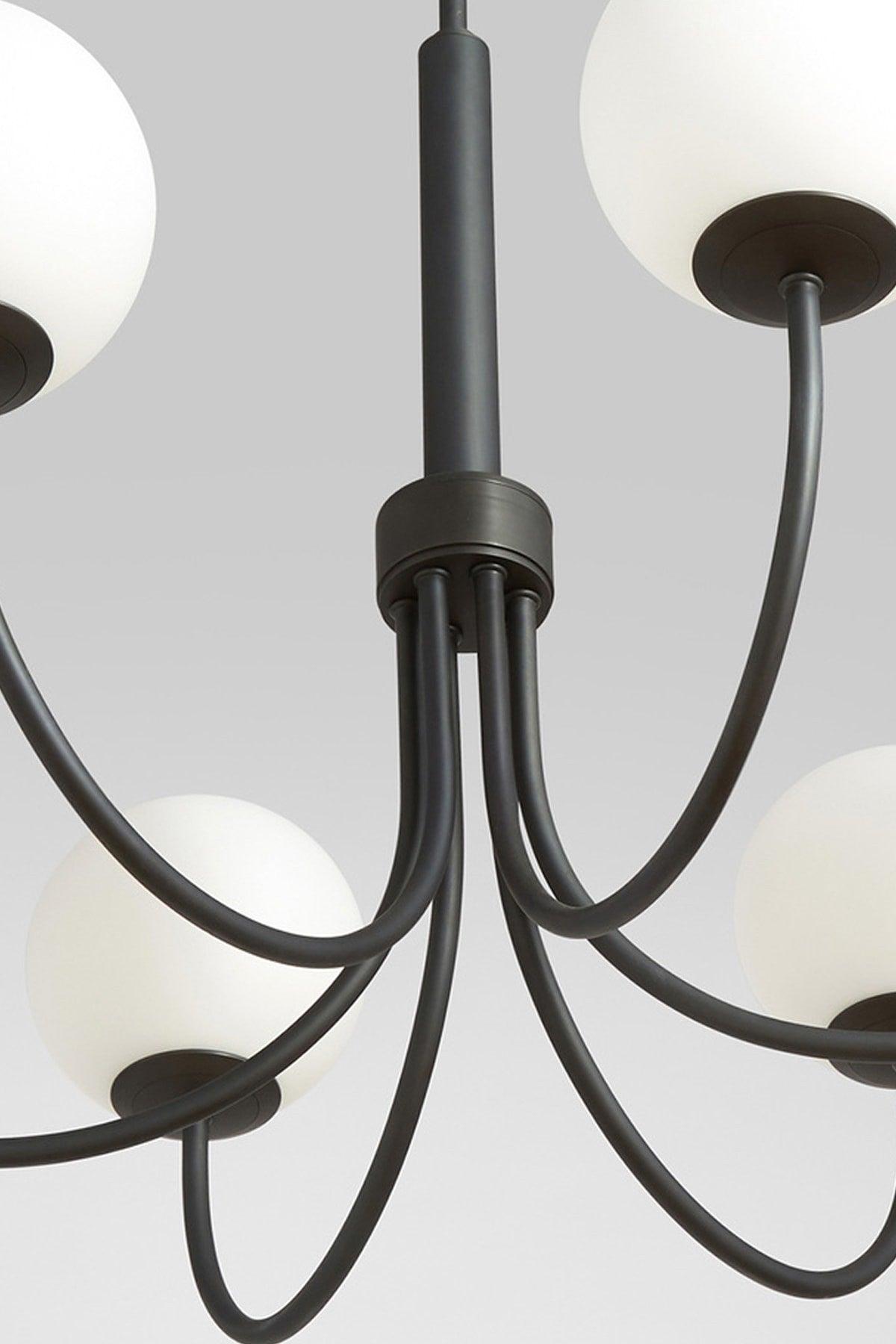 Orillia - 6 Arm Chandelier (Matt Black) - Swordslife