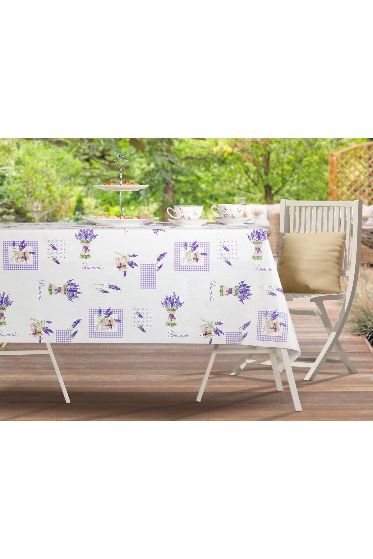 Orlina Pvc Table Cloth - White / Lilac - 100x140 Cm - Swordslife