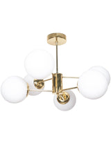 Oscar Modern Luxus Design Gold Farbe Gehäuse Weißglas Wohnzimmer - Küche - Schlafzimmer 6L Kronleuchter - Swordslife