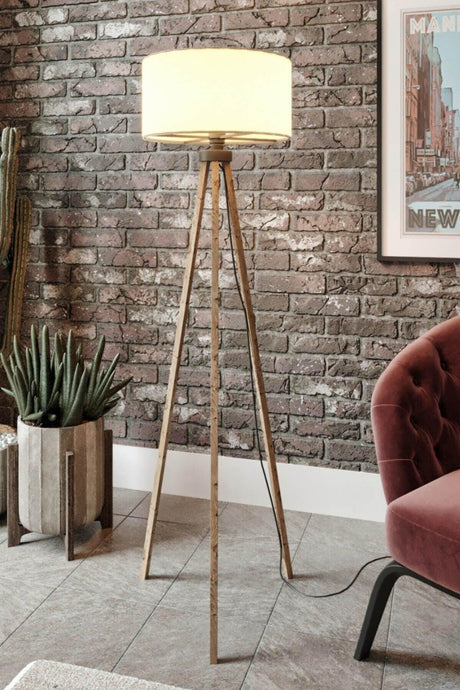 Osso Cream Color Decorative Modern Wooden Mdf Tripod Floor Floor Lamp - Swordslife