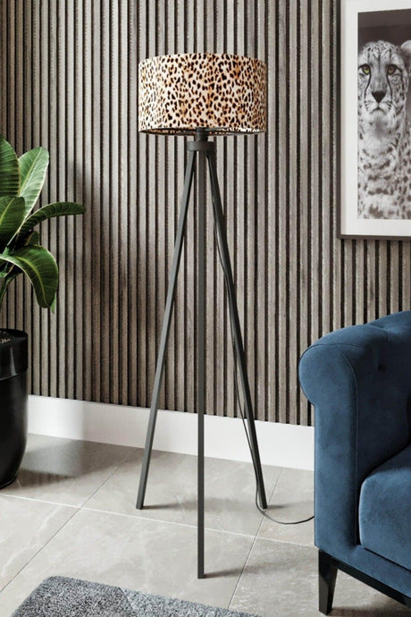 Osso Leopard Pattern Decorative Modern Wooden Mdf Tripod Floor Floor Lamp - Swordslife