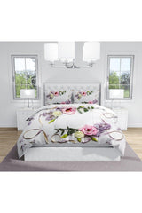 Osso Purple Pink Floral Lavender Patterned Modern Double Duvet Cover Set - Swordslife