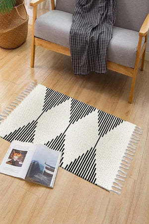 Osso Patterned Washable Modern Single Bath Mat Carpet Vintage Woven Rug 50x80cm Byns-04 - Swordslife