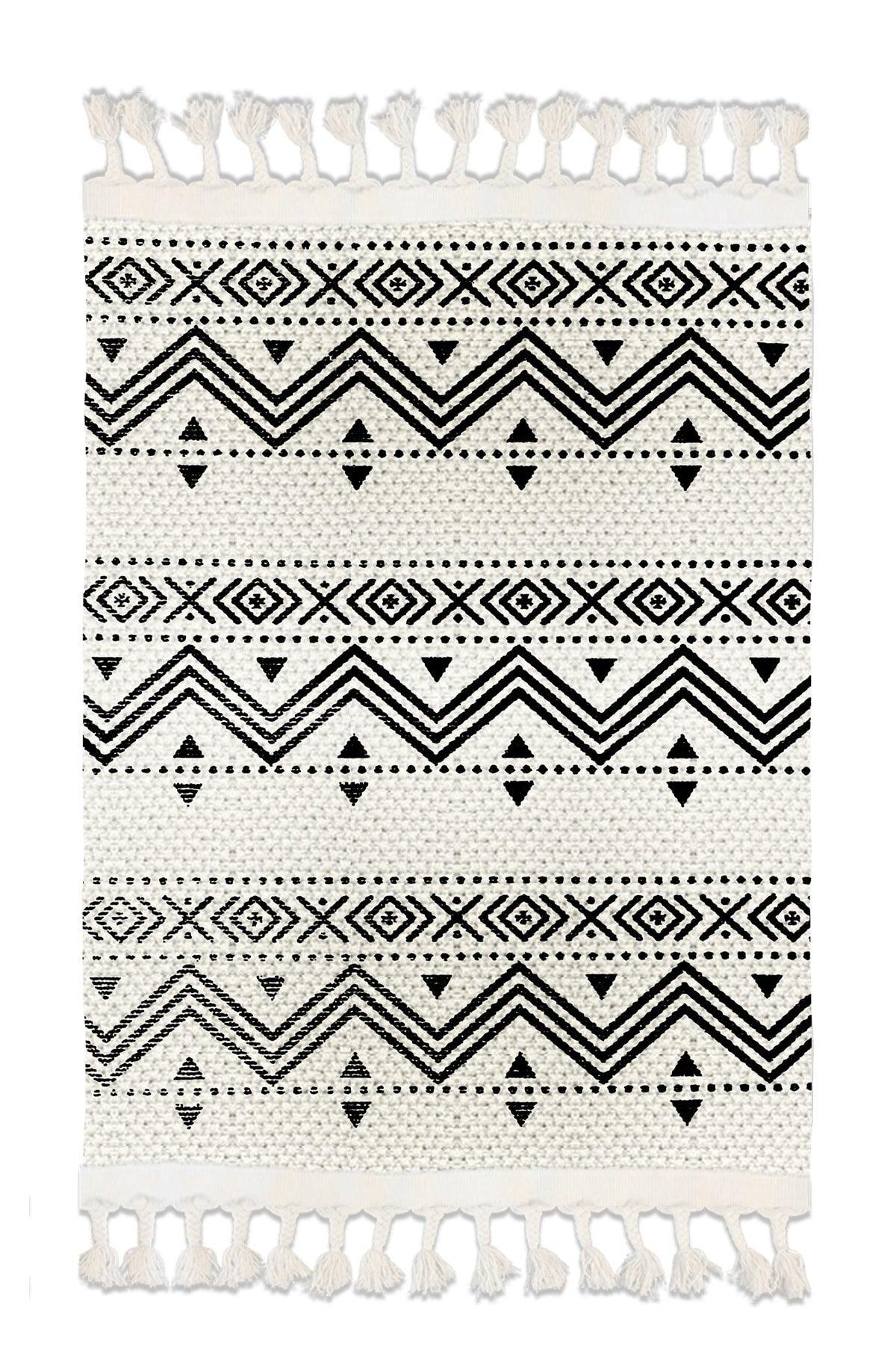 Osso Patterned Washable Modern Single Bath Mat Carpet Vintage Woven Rug 50x80cm Byns-03 - Swordslife