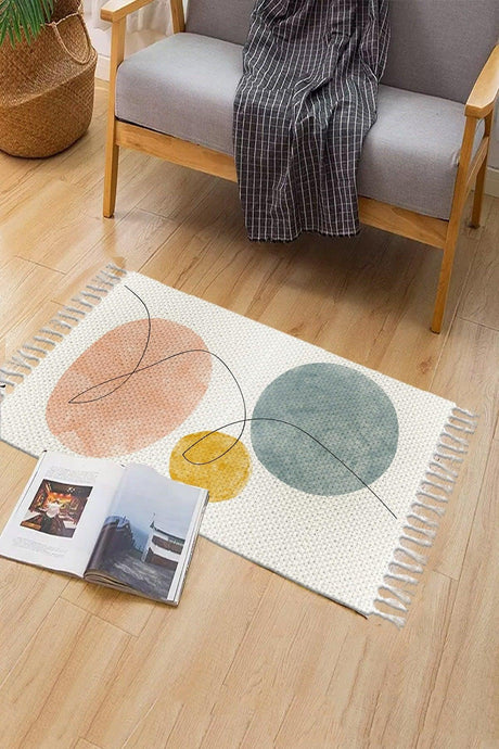Osso Patterned Washable Modern Single Bath Mat Carpet Vintage Woven Rug 50x80cm Byns-11 - Swordslife