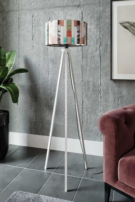 Osso Retro Boxes Patterned Decorative Modern Wooden Mdf Tripod Floor Floor Lamp - Swordslife