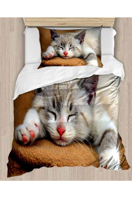 Osso Cute Cat 3d Patterned Single Duvet Cover Set - Swordslife