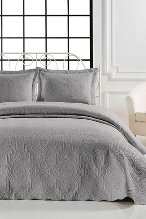 Authentic Gray Double Microfiber Quilted Bedspread - Swordslife