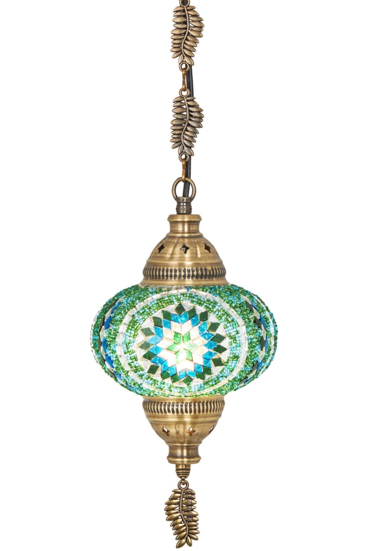 Ottoman Authentic Mosaic Single Ceiling Pendant Lamp Chandelier Night Light, Turquoise - Swordslife