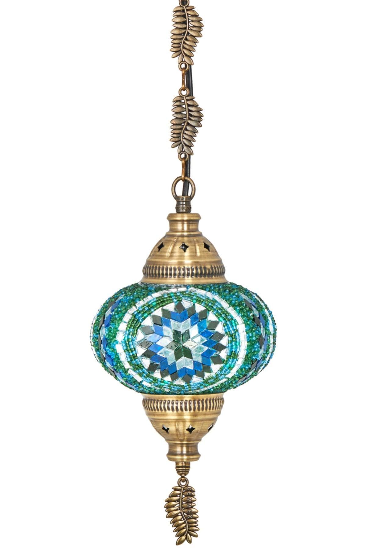 Ottoman Authentic Mosaic Single Ceiling Pendant Lamp Chandelier Night Light, Turquoise - Swordslife