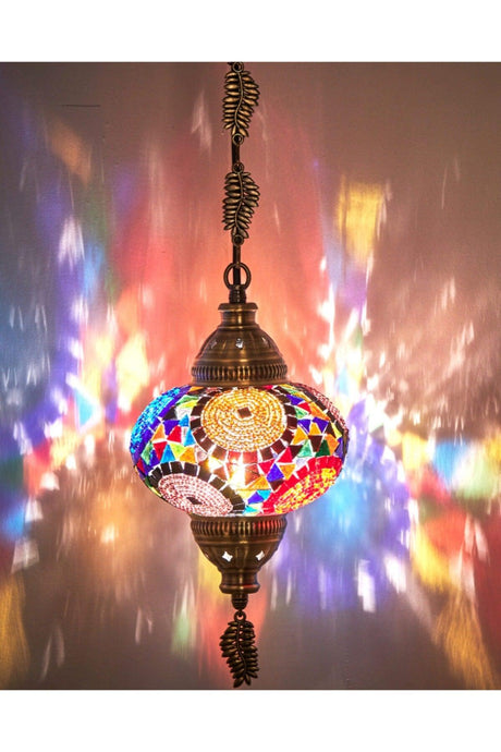 Ottoman Authentic Mosaic Single Ceiling Pendant Lamp Chandelier Night Light, Multicolor - Swordslife