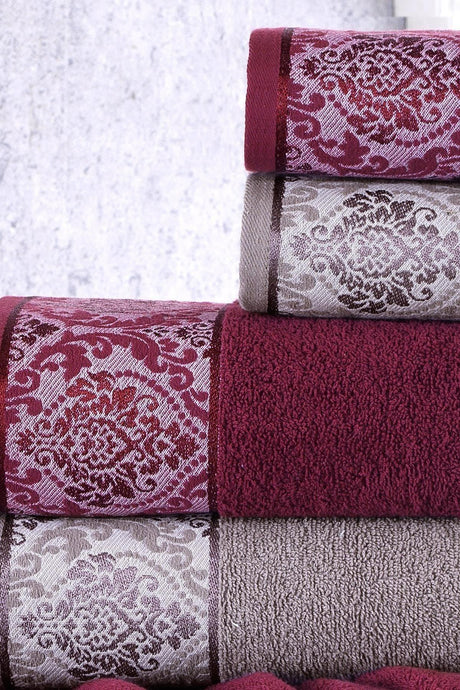 Ottoman Burgundy-gray Set of 4 Bath Towels - Swordslife