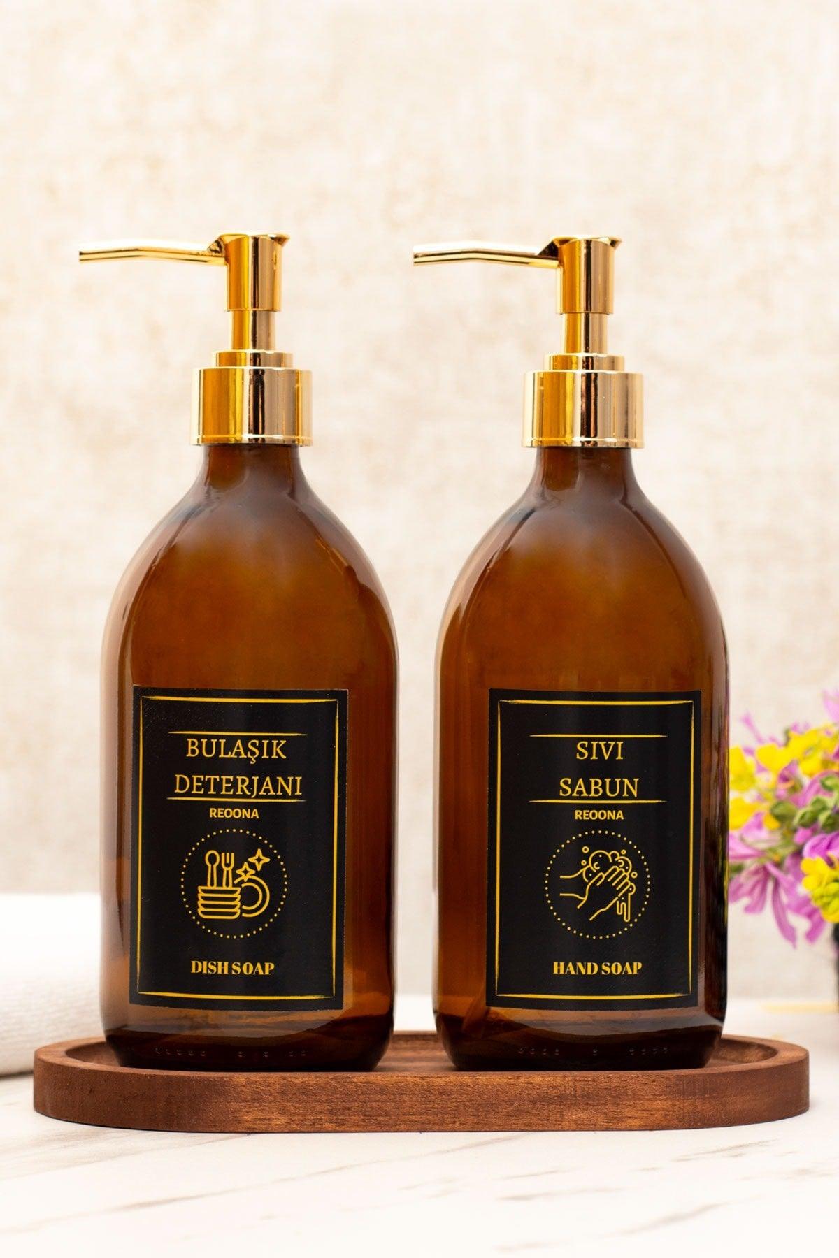 Oval Stand, Black Label, Gold Cap Dishwashing Liquid Soap Amber Bottle Set 500 Ml - Swordslife