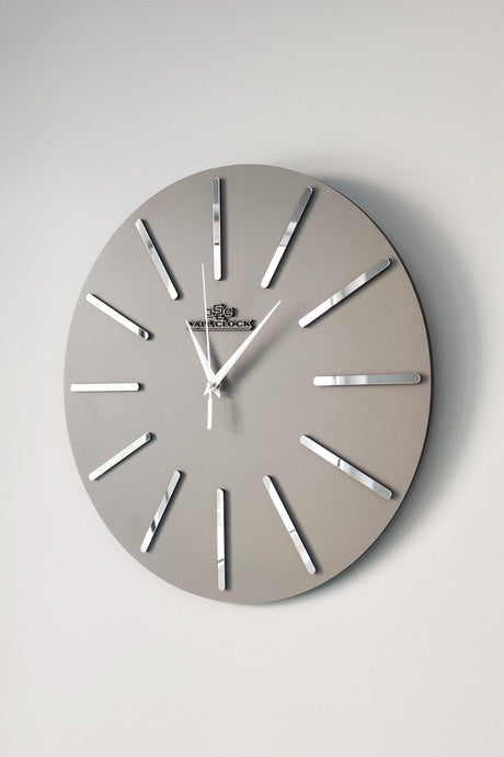 Special Decorative Mirrored Wall Clock Anthracite & Silver Silent Mechanism 37x37cm - Swordslife