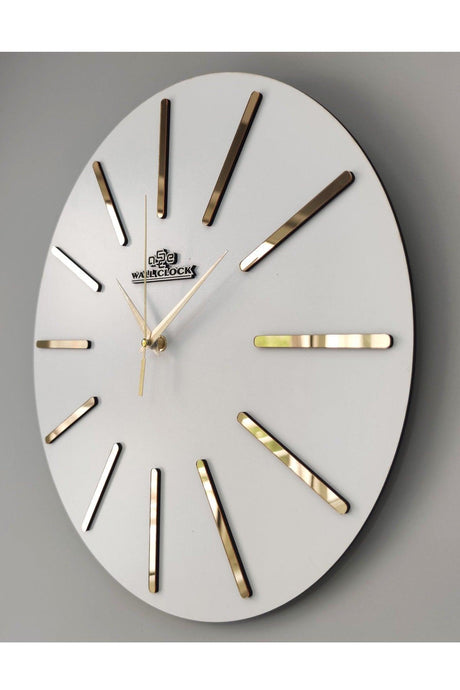 Special Decorative Mirrored Wall Clock White & Gold Silent Mechanism 37x37cm - Swordslife