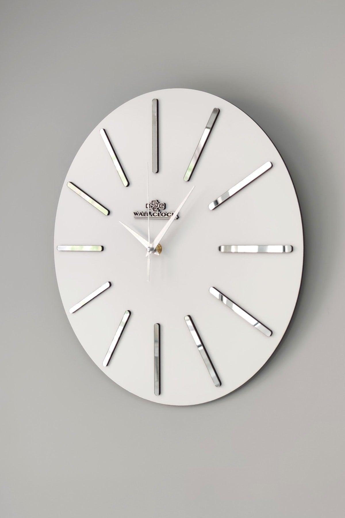 Special Decorative Mirrored Wall Clock White & Silver Silent Mechanism 37x37cm - Swordslife