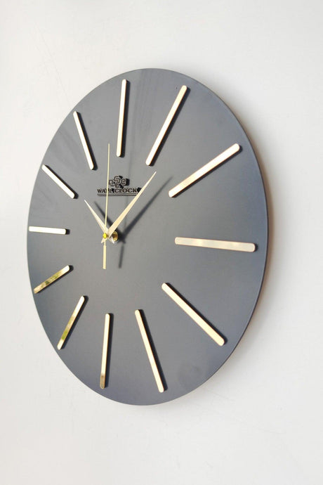 Special Decorative Mirrored Wall Clock Black & Gold Silent Mechanism 37x37cm - Swordslife