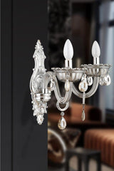 Saray Silver 2 Cast Smoked Glass Arm Sconce - Swordslife